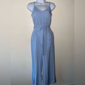 Blue Floral Spaghetti Strap Jumpsuit